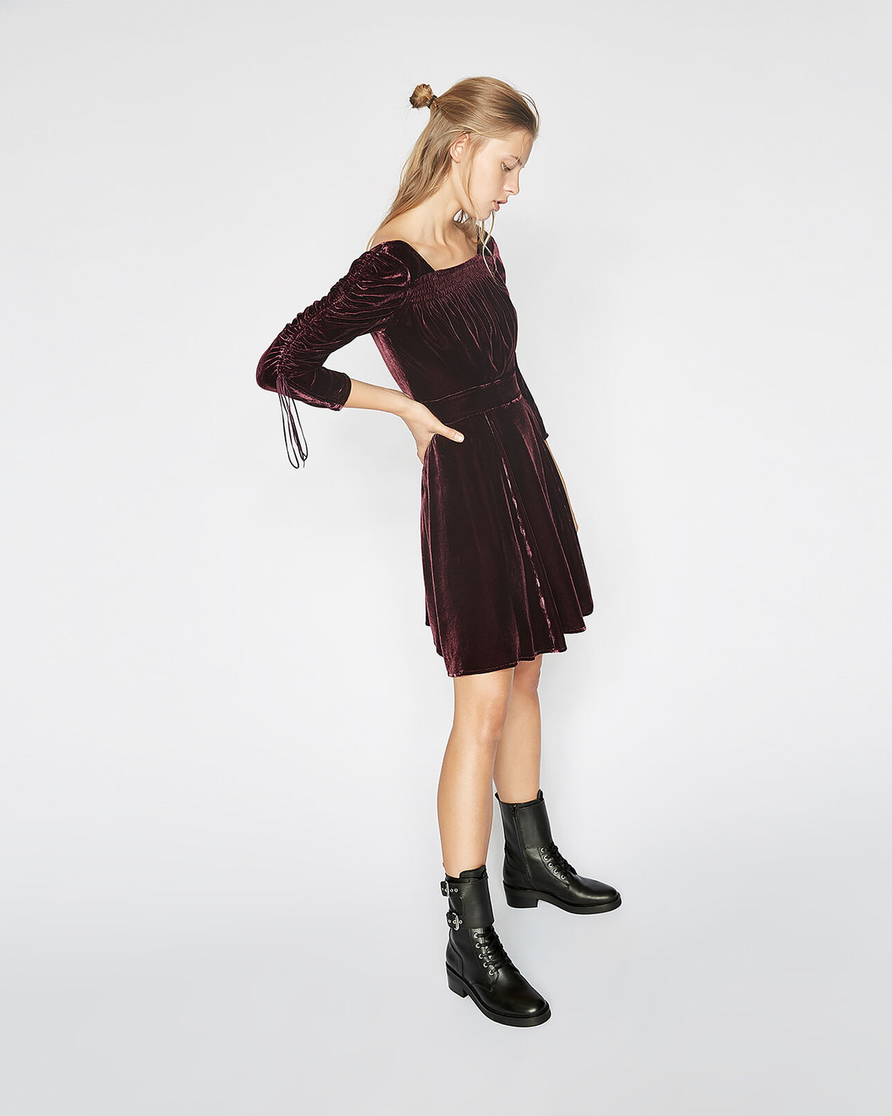 The Kooples WOMEN BURGUNDY burgundy velvet dress