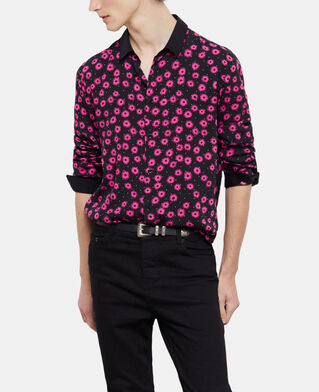The Kooples HERREN BLACK / PINK hemd mit klassischem kragen und print