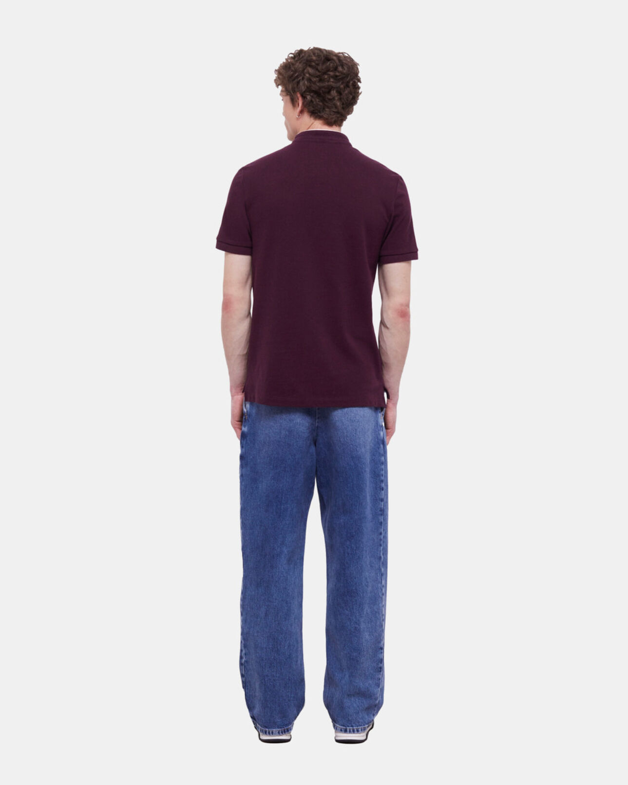The Kooples HERREN BORDEAUX rotes poloshirt mit offizierskragen