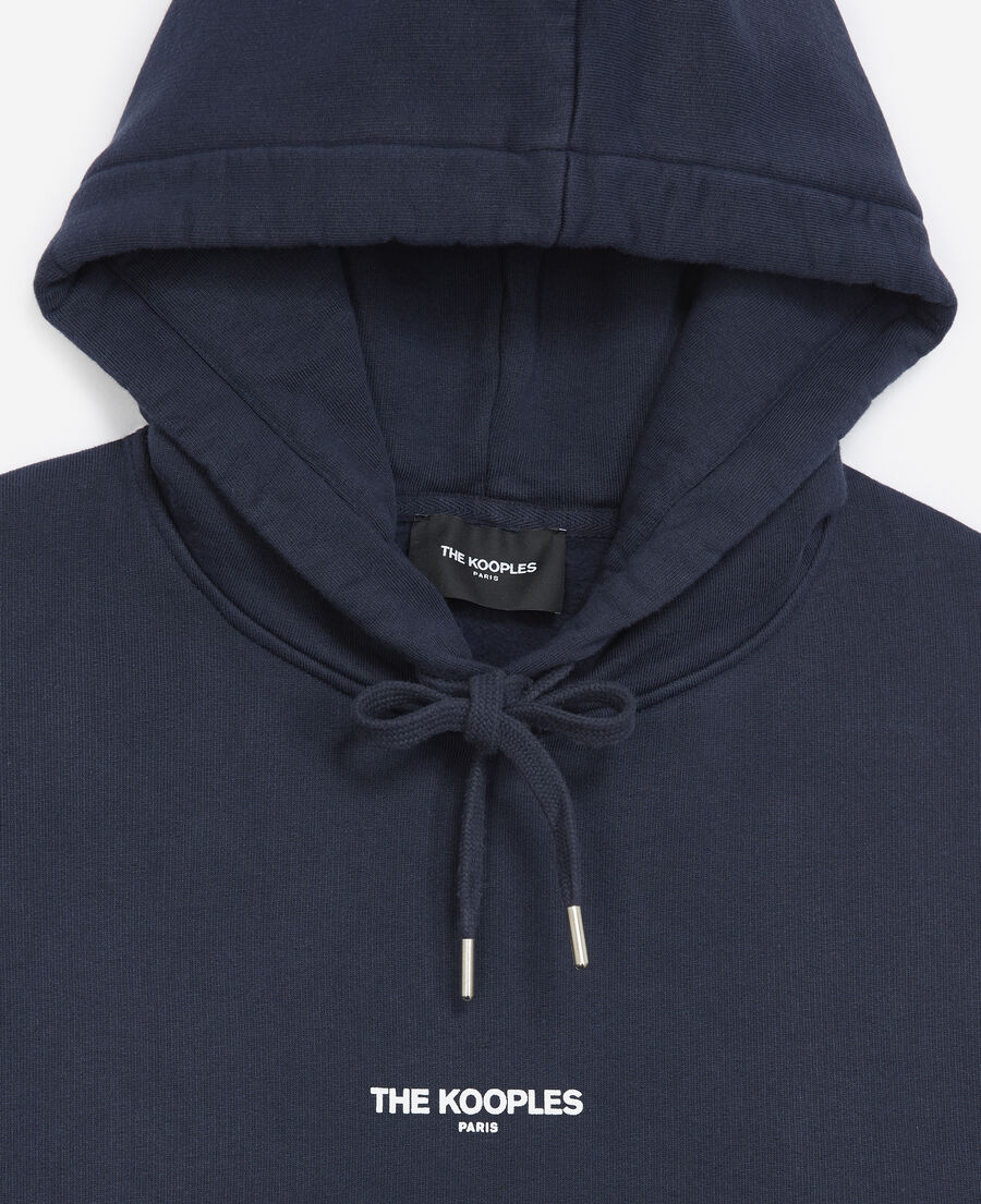 sweat bleu marine à capuche imprimé