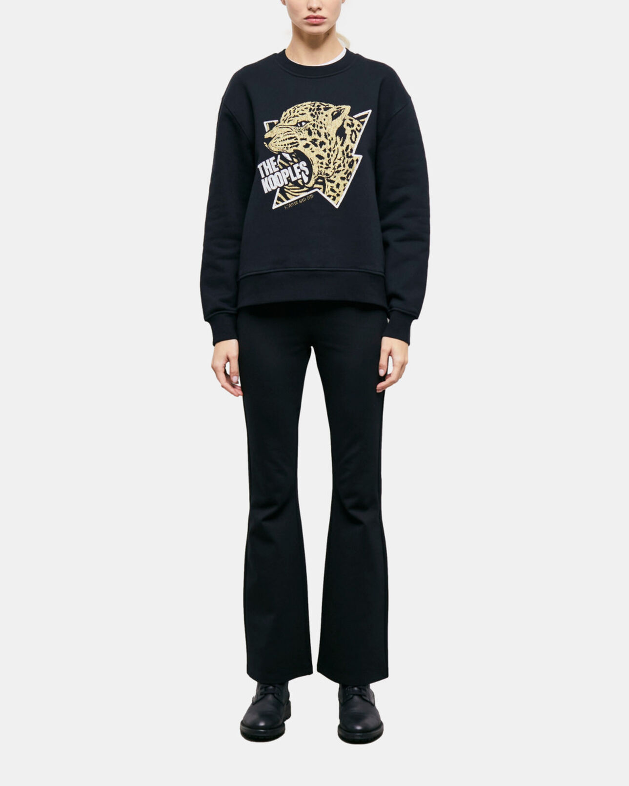 The Kooples F BLACK-ANTIC GOLD black screen print sweatshirt