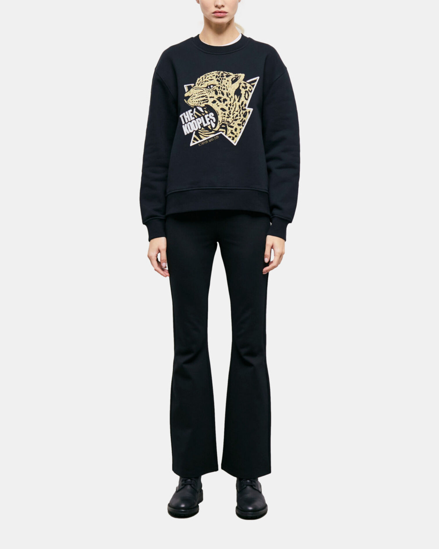 Black screen print sweatshirt, BLACK-ANTIC GOLD, hi-res image number null