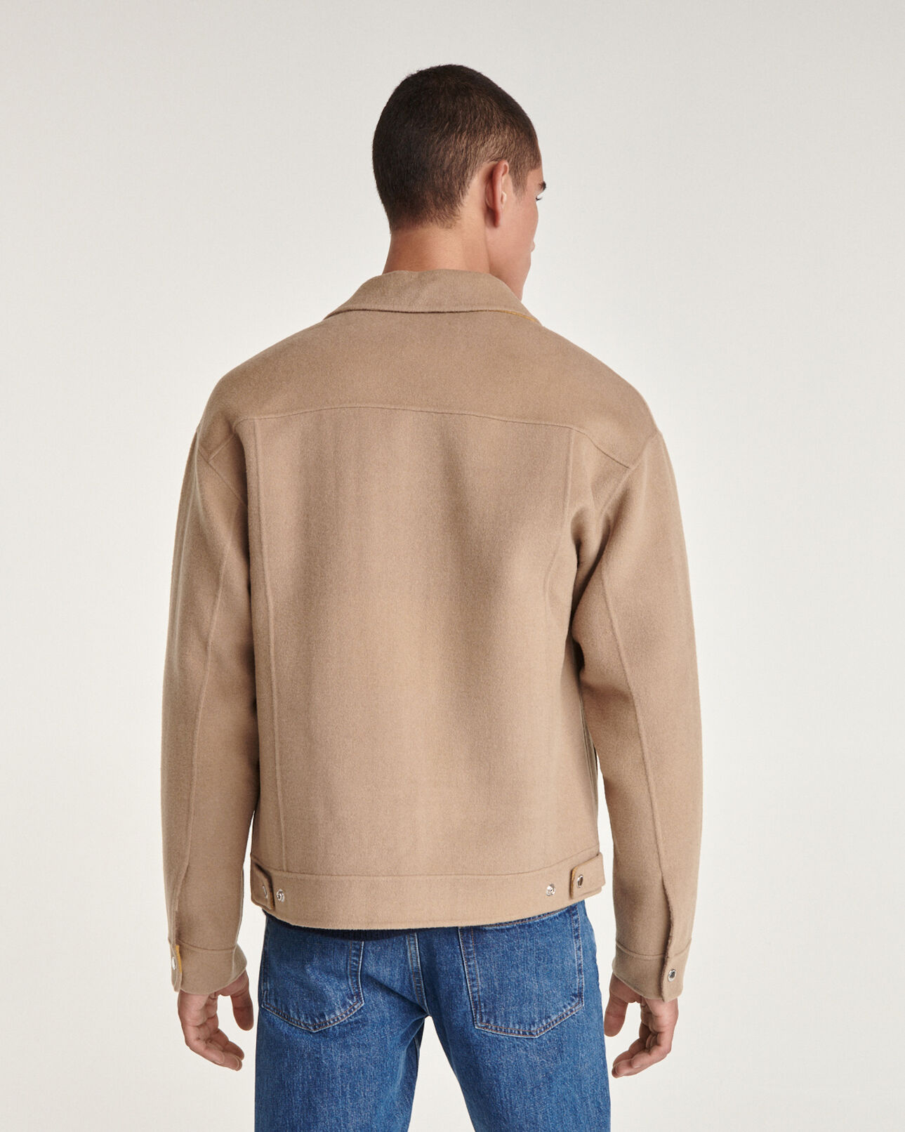 The Kooples HOMME BEIGE blouson laine double face beige poches