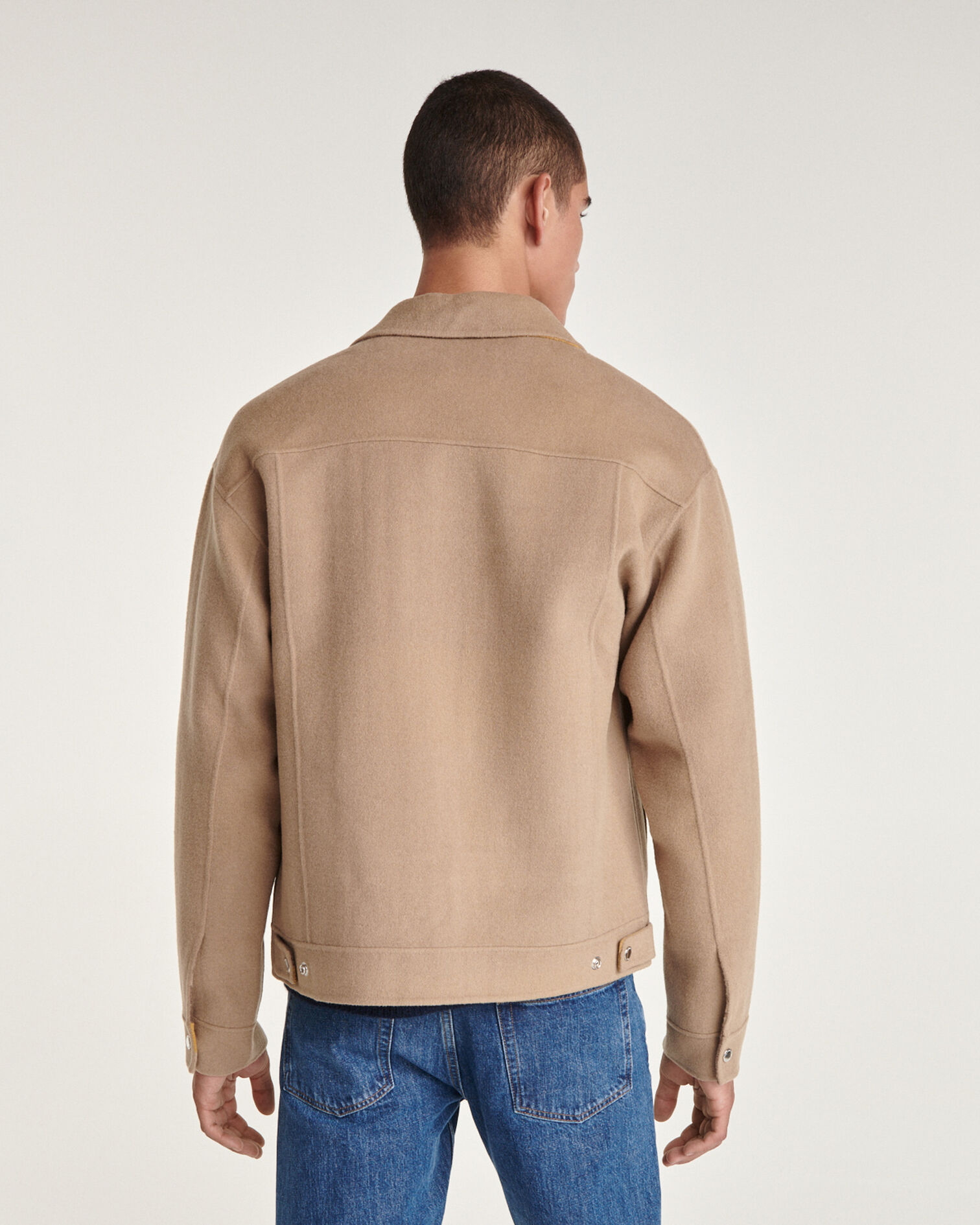 Double-sided wool jacket with beige pockets, BEIGE, hi-res image number null