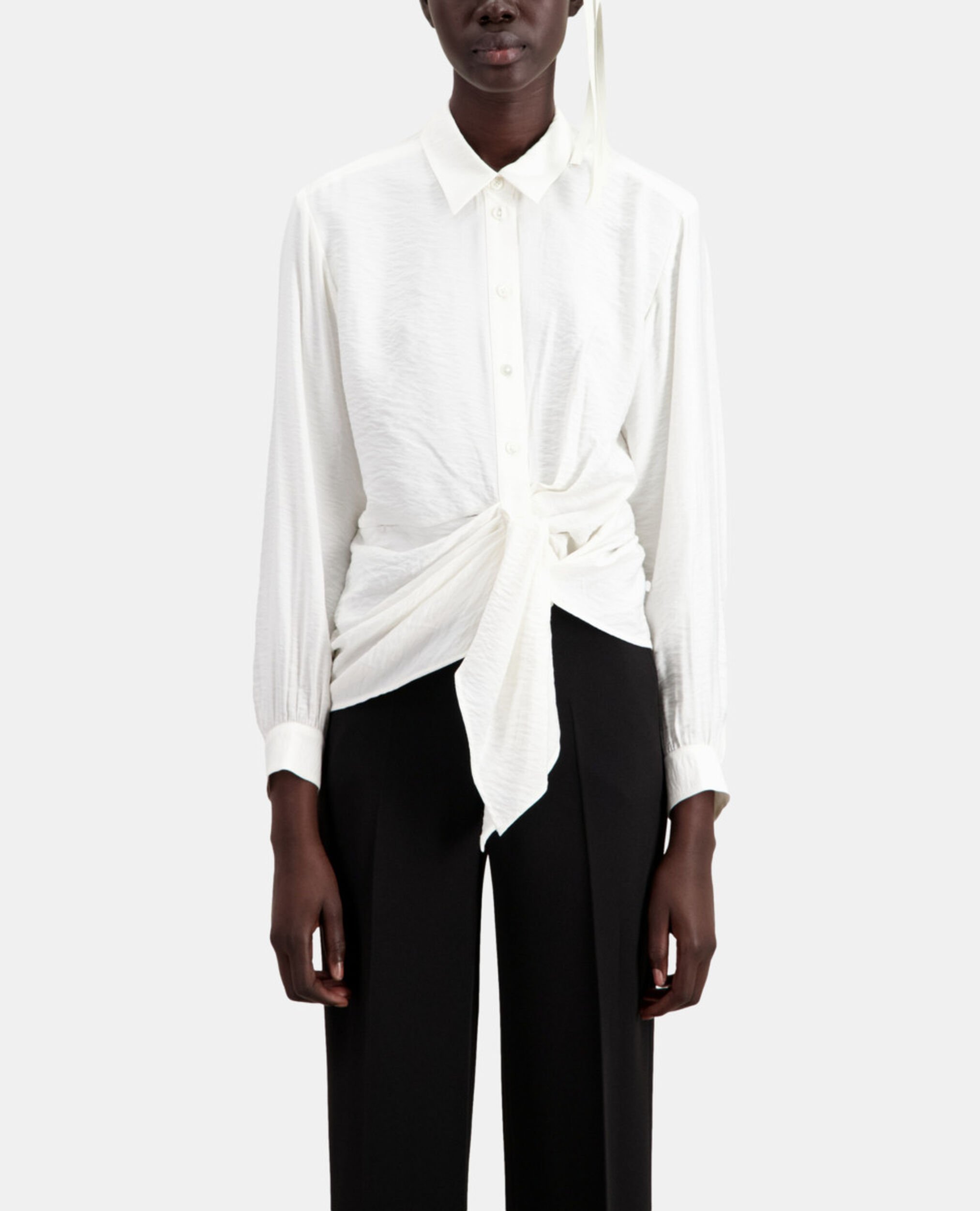 Ecru shirt with draped effect, ECRU, hi-res image number null