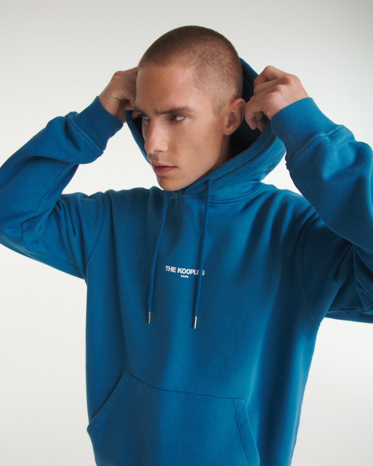 The Kooples HOMME DARK BLUE sweat capuche bleu logo