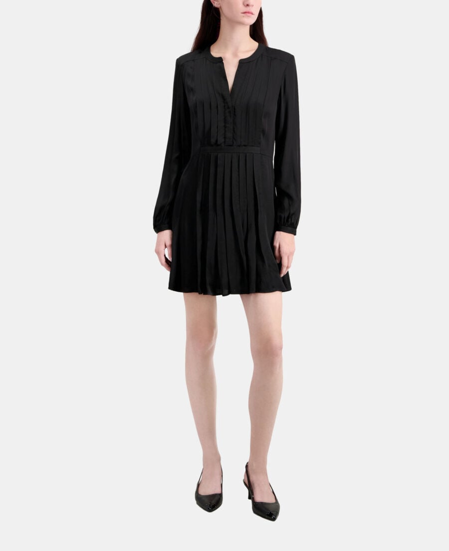 The Kooples FEMME BLACK robe courte noire avec plissage