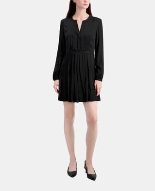 The Kooples FEMME BLACK robe courte noire avec plissage