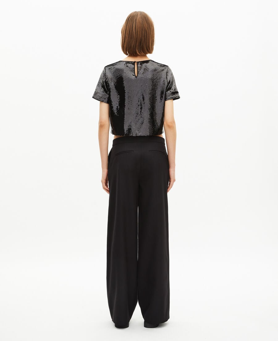 The Kooples FEMME BLACK top en sequins noir