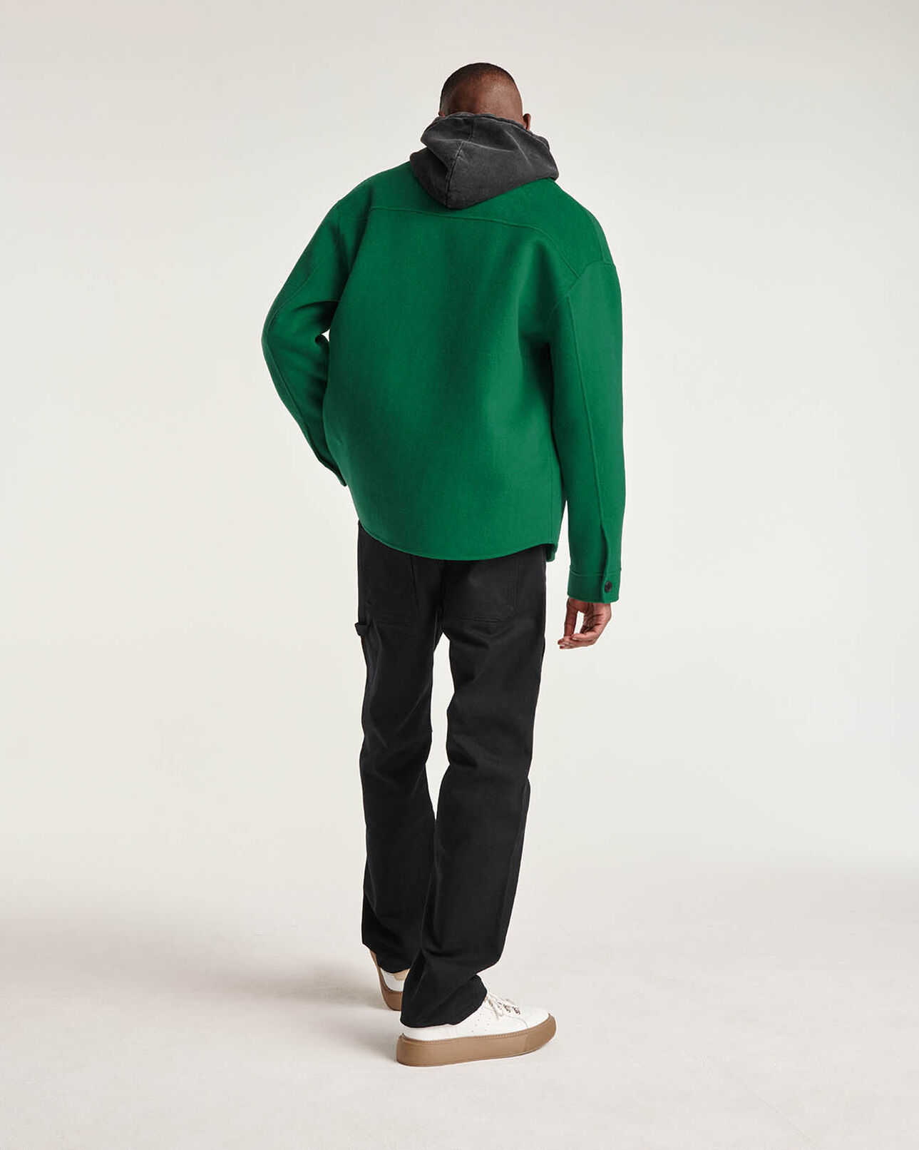 The Kooples HOMME GREEN chemise laine vert coupe droite