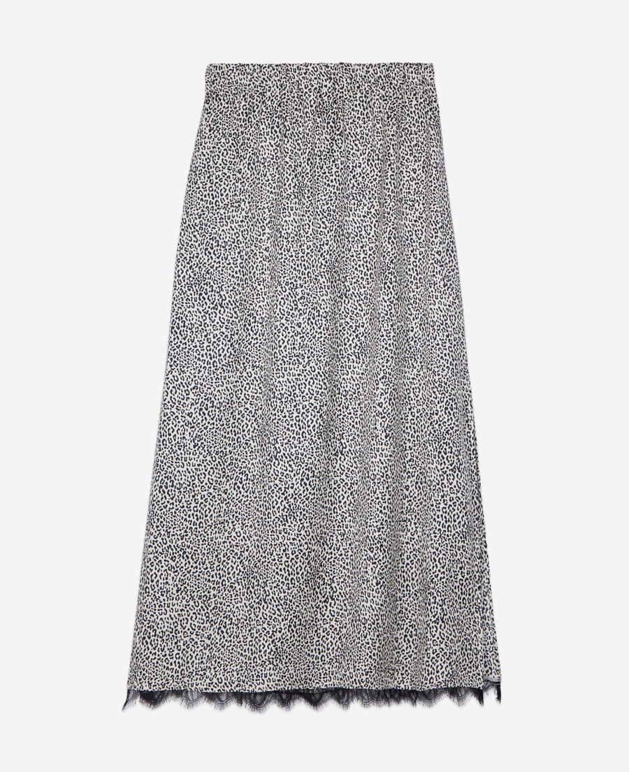 The Kooples FEMME BLACK WHITE jupe longue léopard