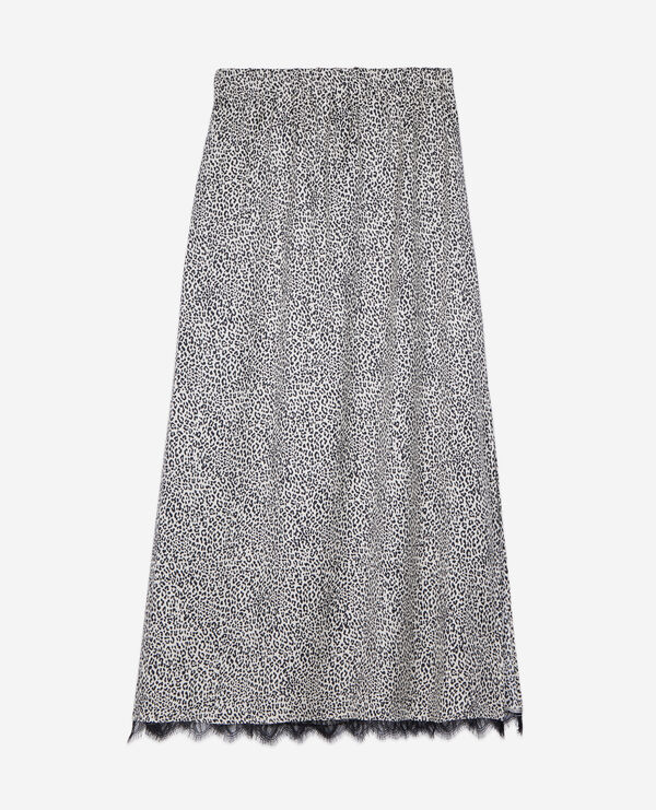 The Kooples FEMME BLACK WHITE jupe longue léopard