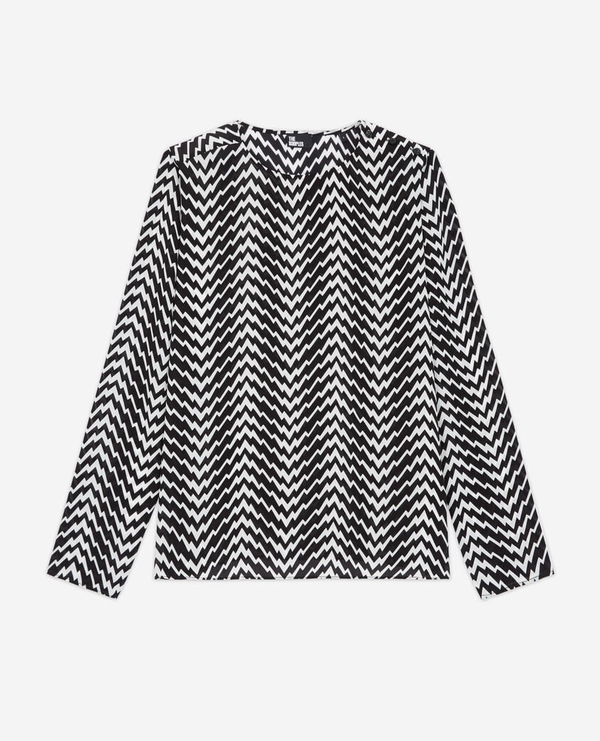 The Kooples F BLACK WHITE black printed top