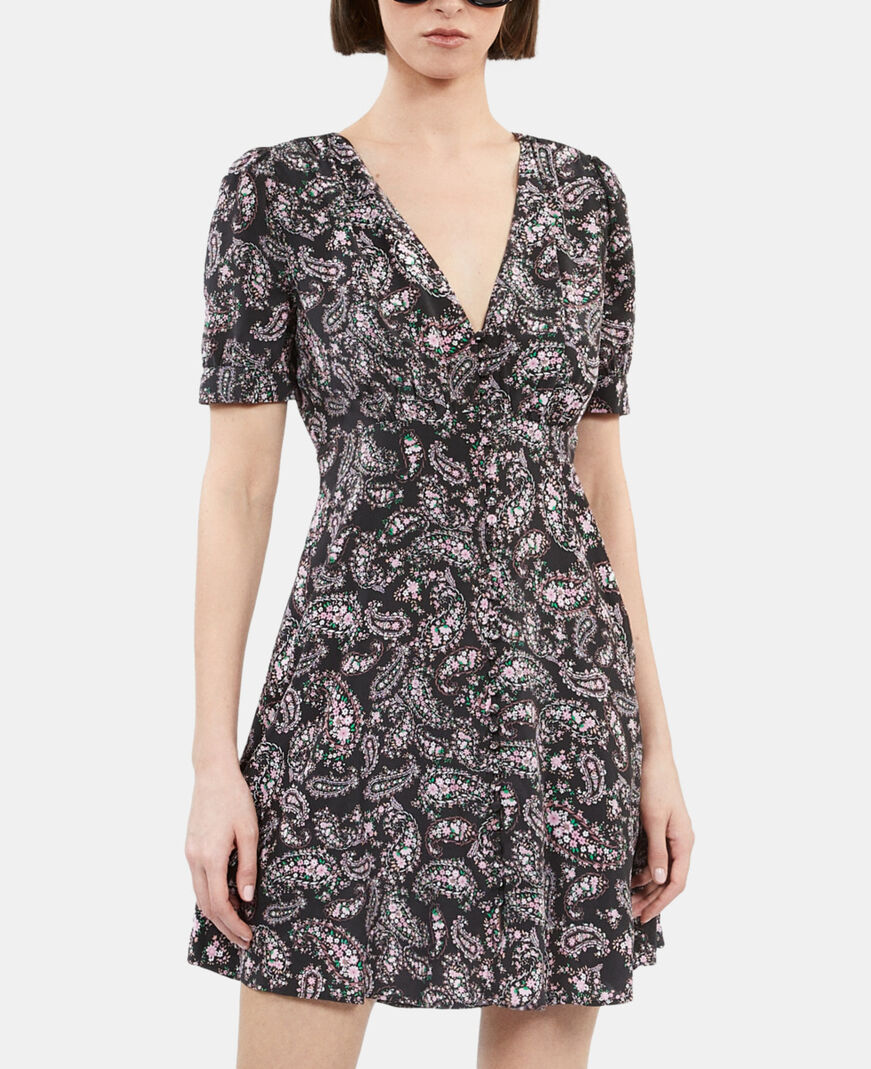 The Kooples F BLACK / PINK short printed dress with buttons