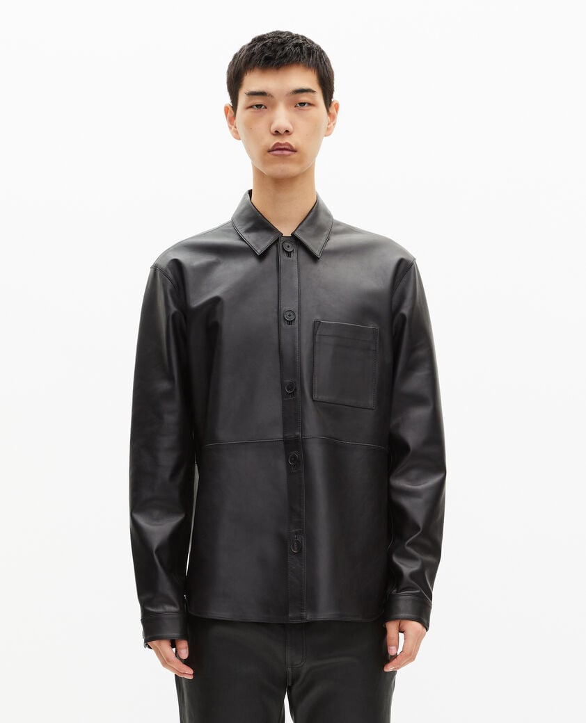 The Kooples MEN BLACK black leather shirt