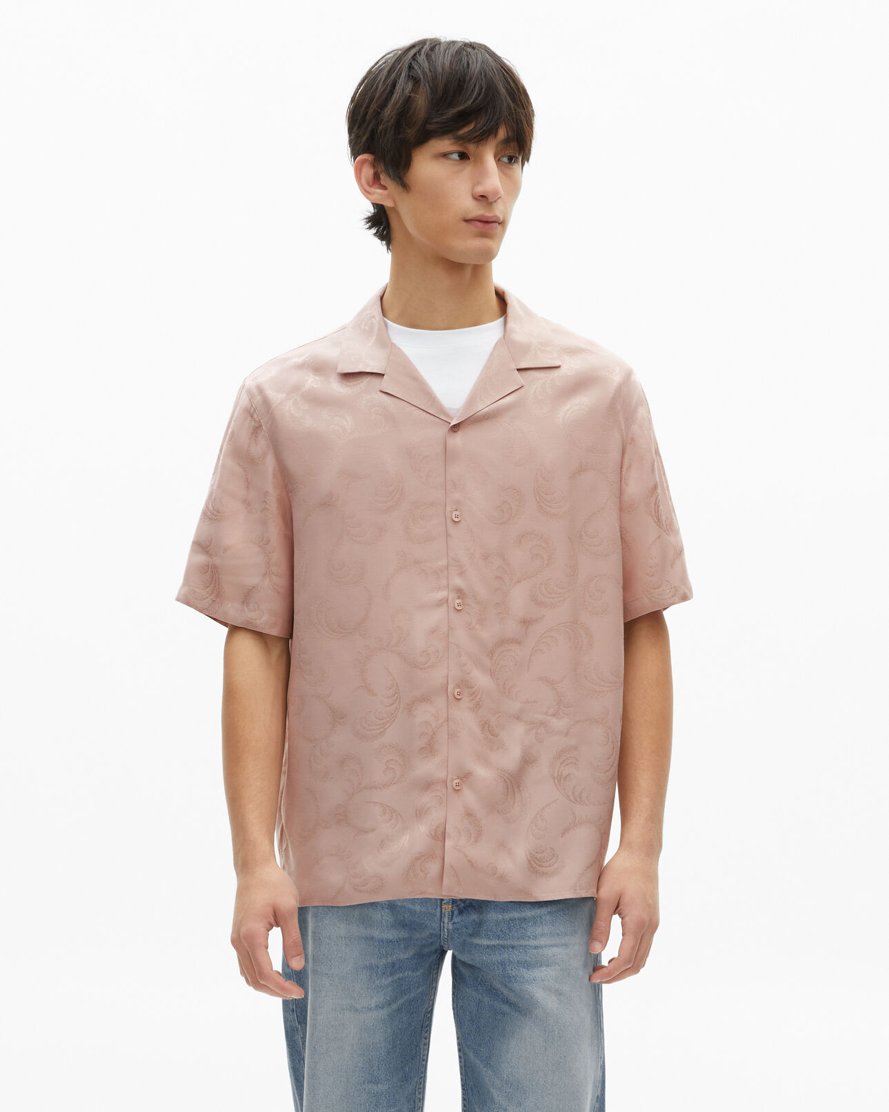 The Kooples HOMBRE LILA camisa jacquard rosa de manga corta