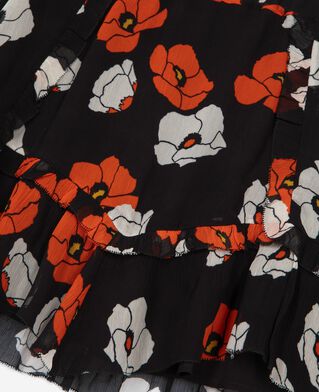 The Kooples F BLACK RED OFF WHITE short black floral print skirt