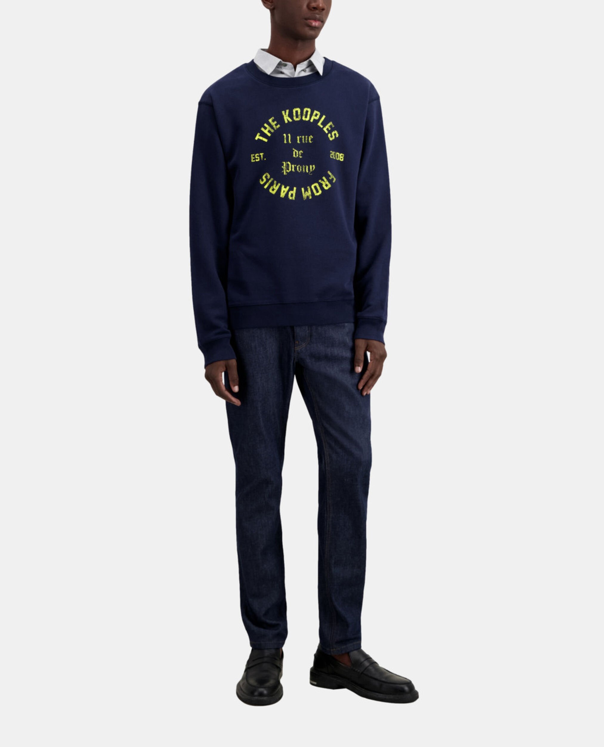 Navy blue sweatshirt with 11 Rue de Prony serigraphy, NAVY, hi-res image number null