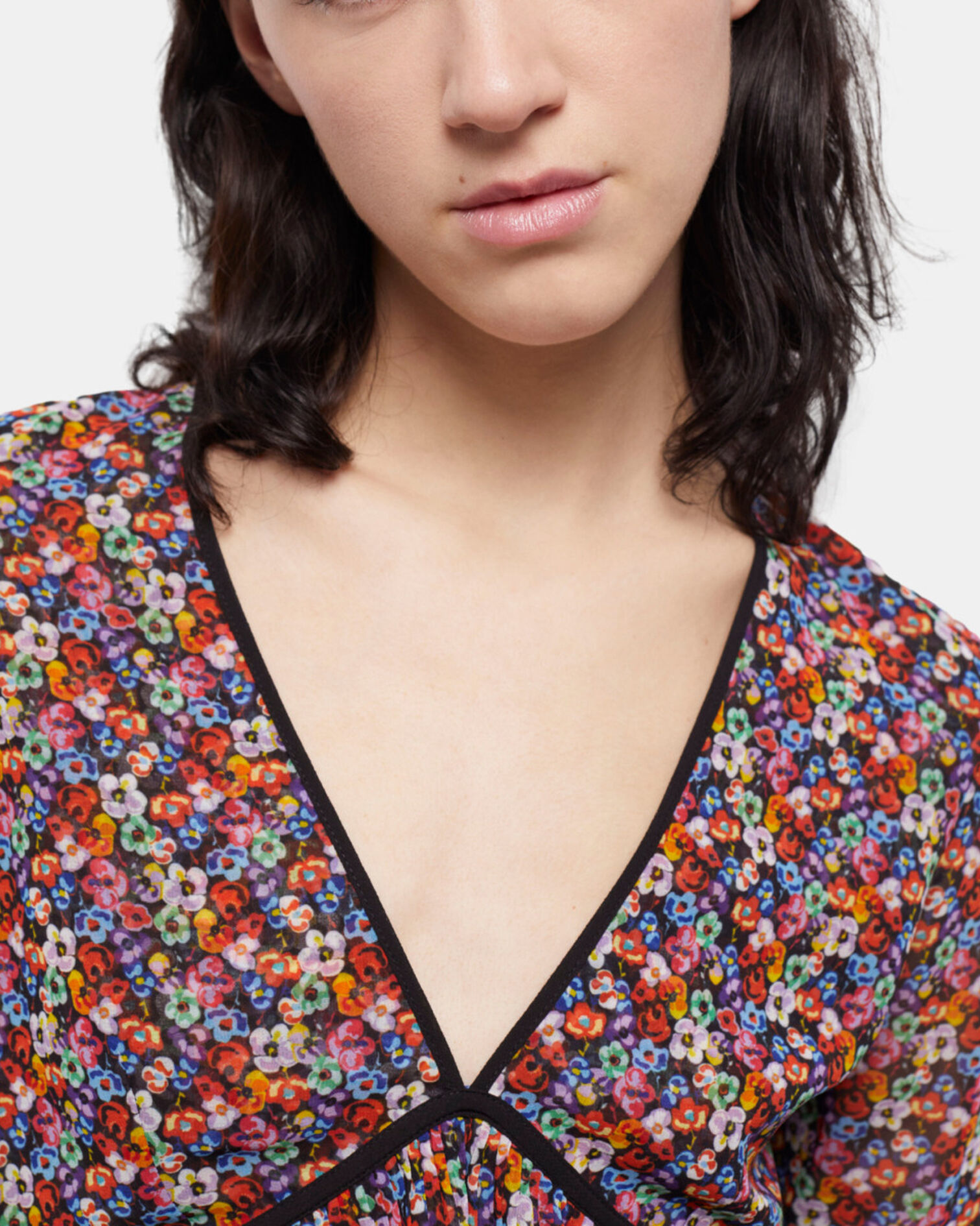 Multicolor top with pleated ruffles, MULTICOLOR, hi-res image number null