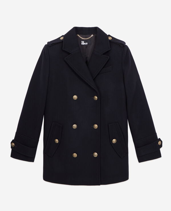 navy blue wool-blend pea coat
