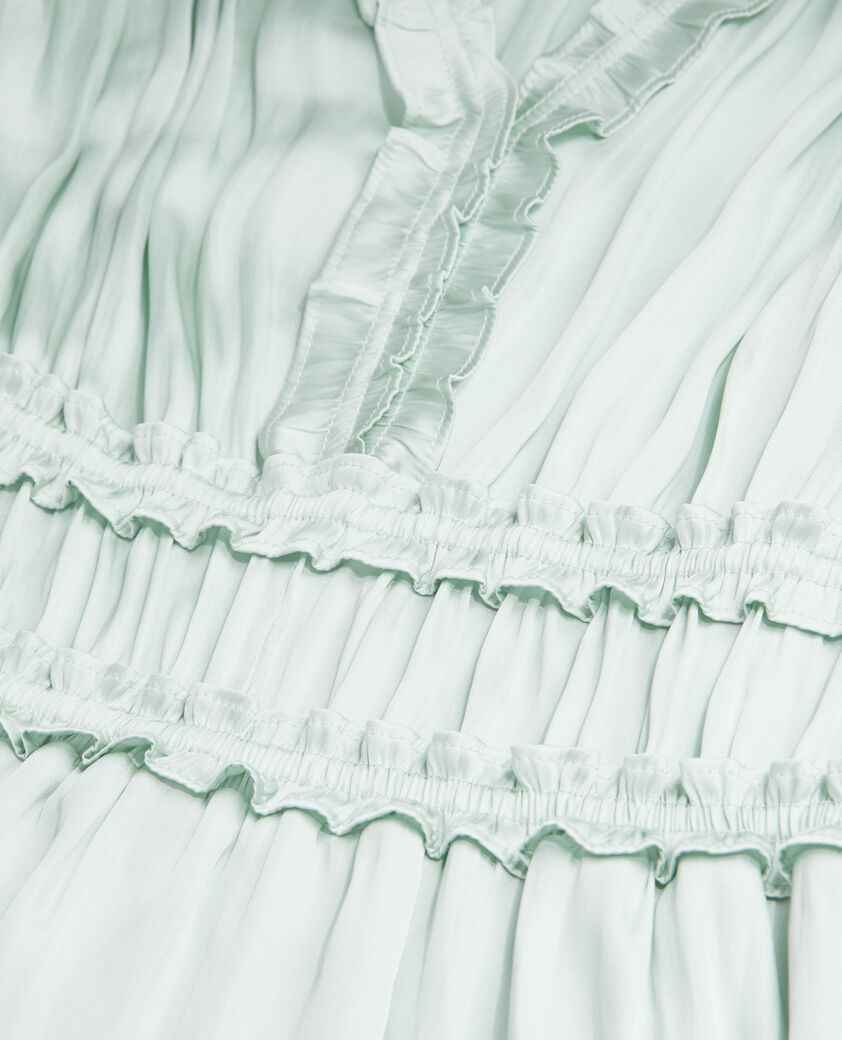 The Kooples WOMEN OCEAN short light green dress with shirring