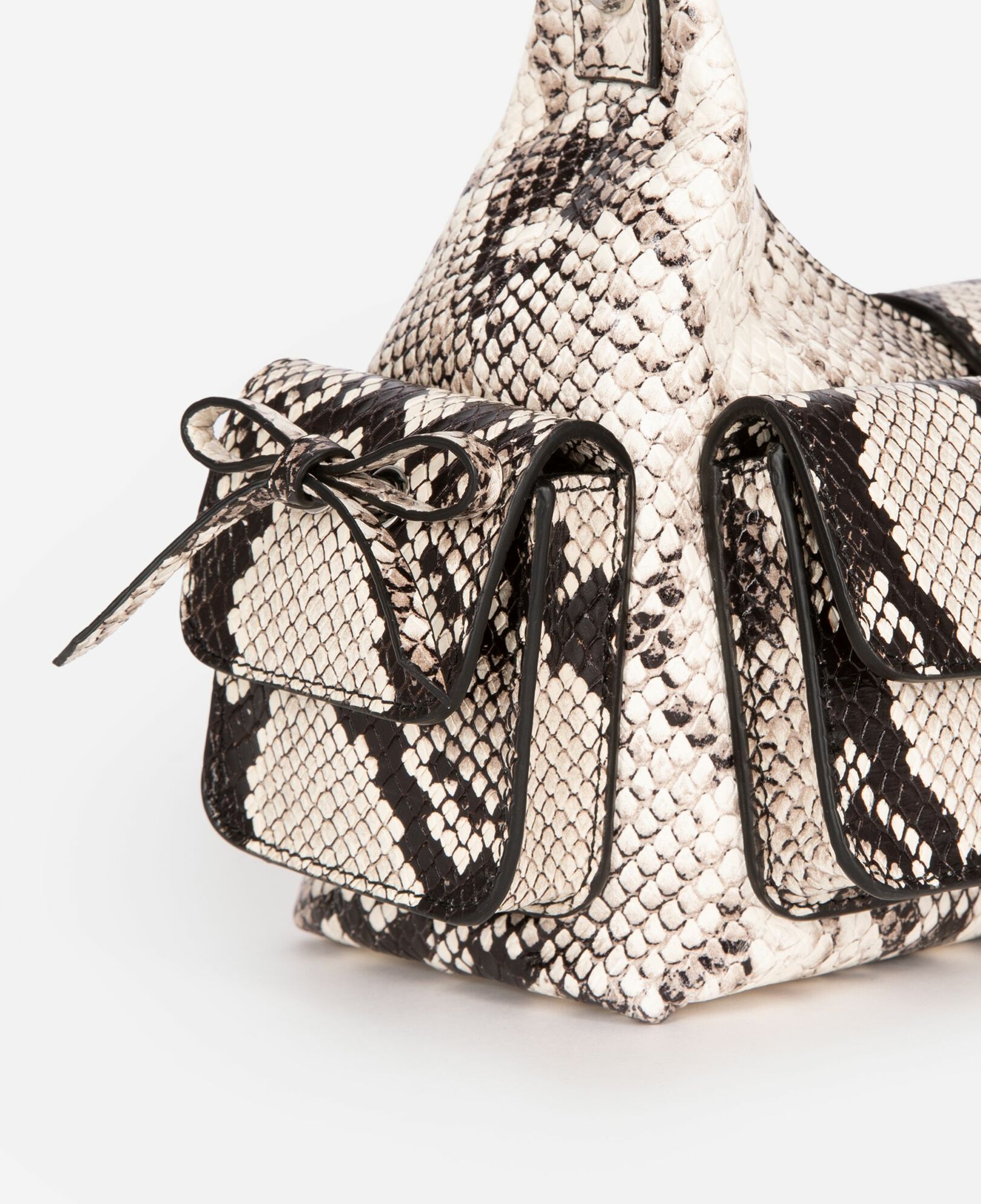 The Kooples WOMEN BLACK WHITE amelia small bag in python-effect leather