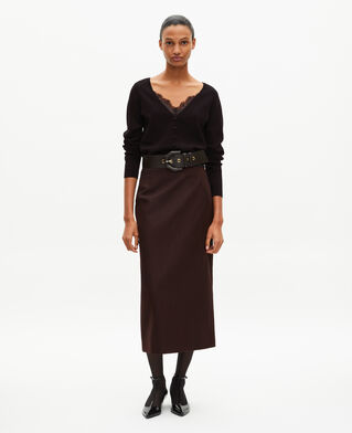 The Kooples FEMME BLACK pull effet trompe l'œil avec dentelle noir