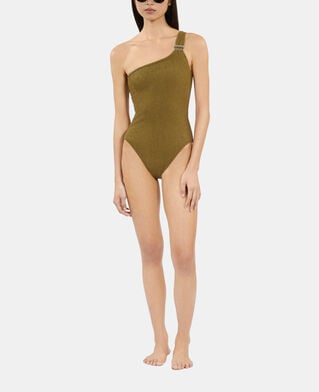 The Kooples WOMEN KAKI the kooples x luz one-piece asymmetrical swimsuit khaki  