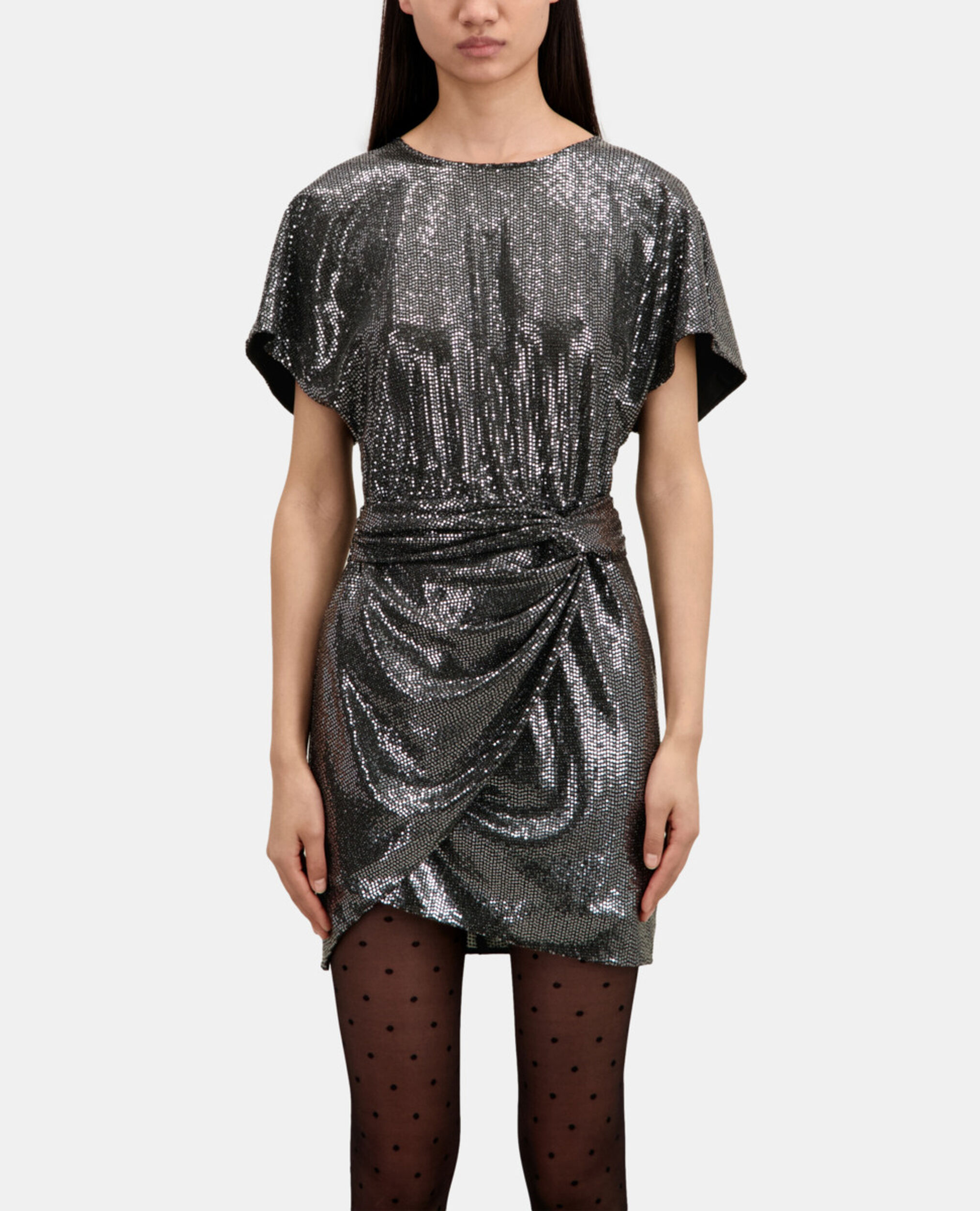 Short metallic dress, SILVER, hi-res image number null