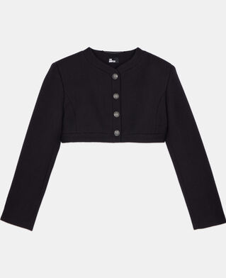 The Kooples FEMME BLACK veste en laine et coton noire