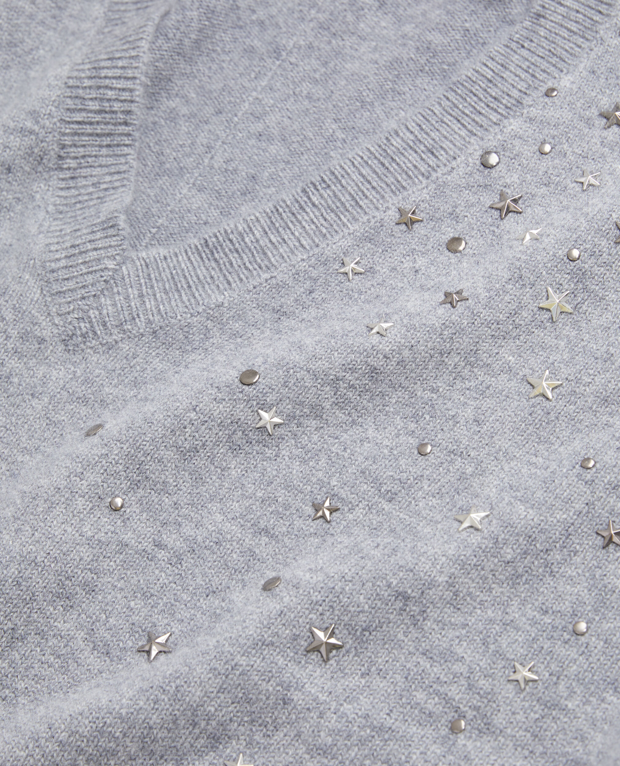 Grauer Pullover mit Sternenmotiv, MIDDLE GREY MEL, hi-res image number null