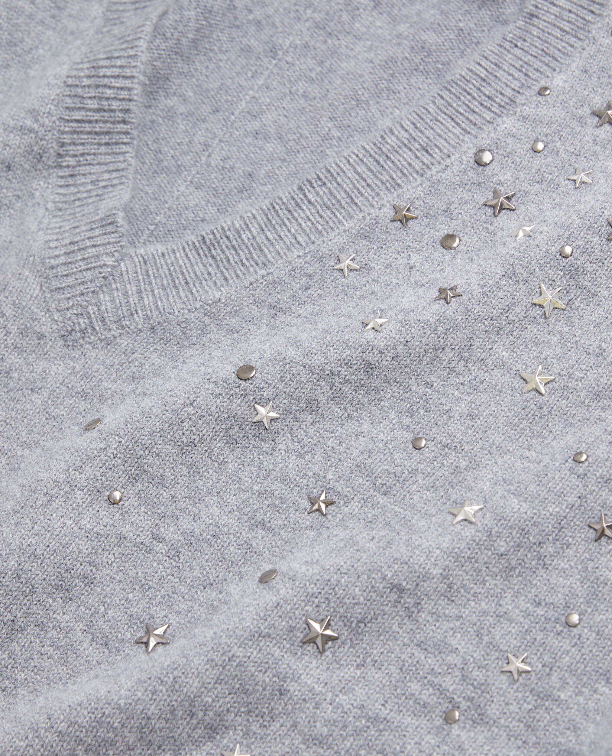 Grey sweater in cashmere-blend with stars, MIDDLE GREY MEL, hi-res image number null
