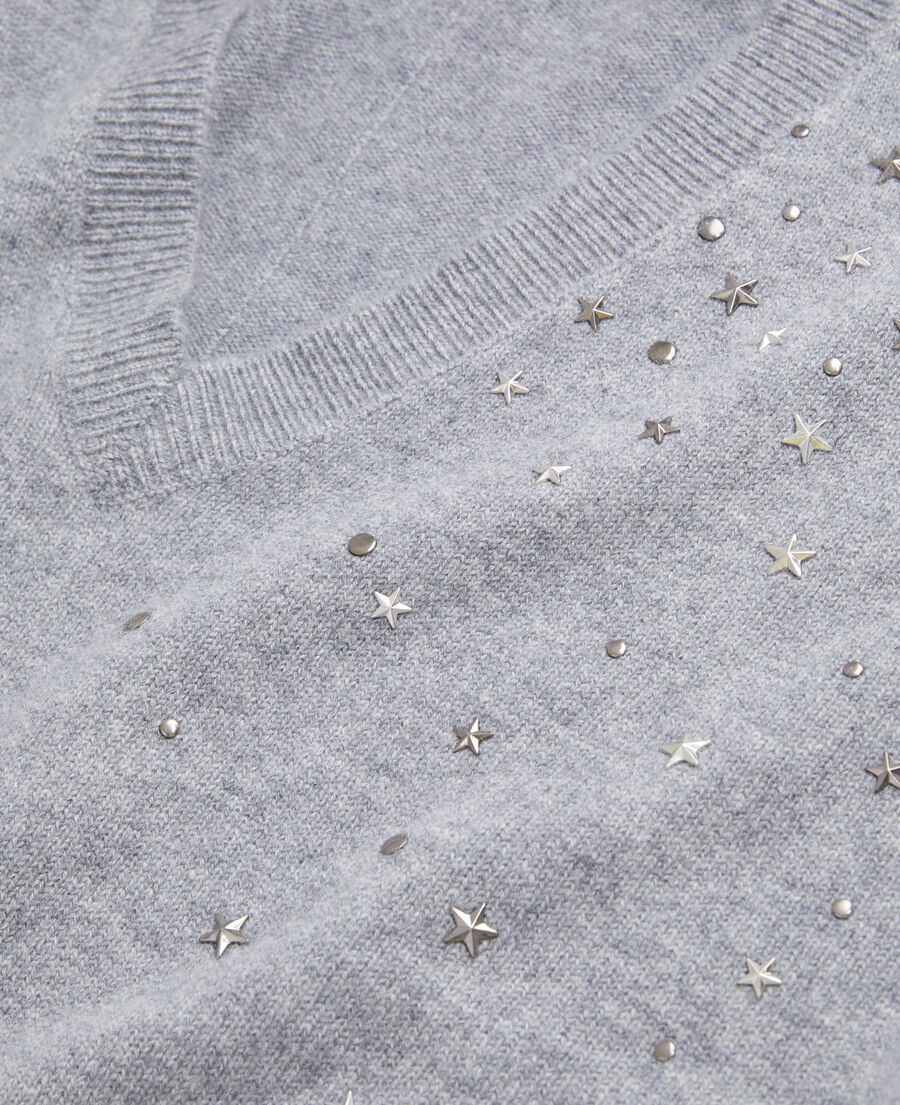 grey sweater in cashmere-blend with stars