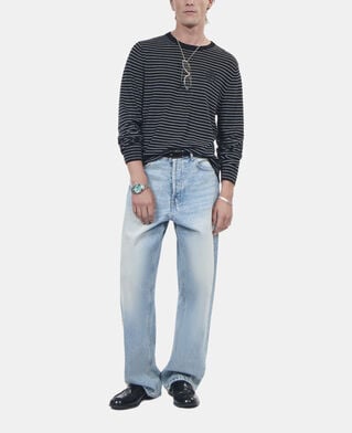 The Kooples HOMME BLACK / WHITE pull en laine &agrave; rayures