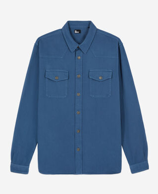 The Kooples H MIDDLE NAVY blue linen and cotton shirt