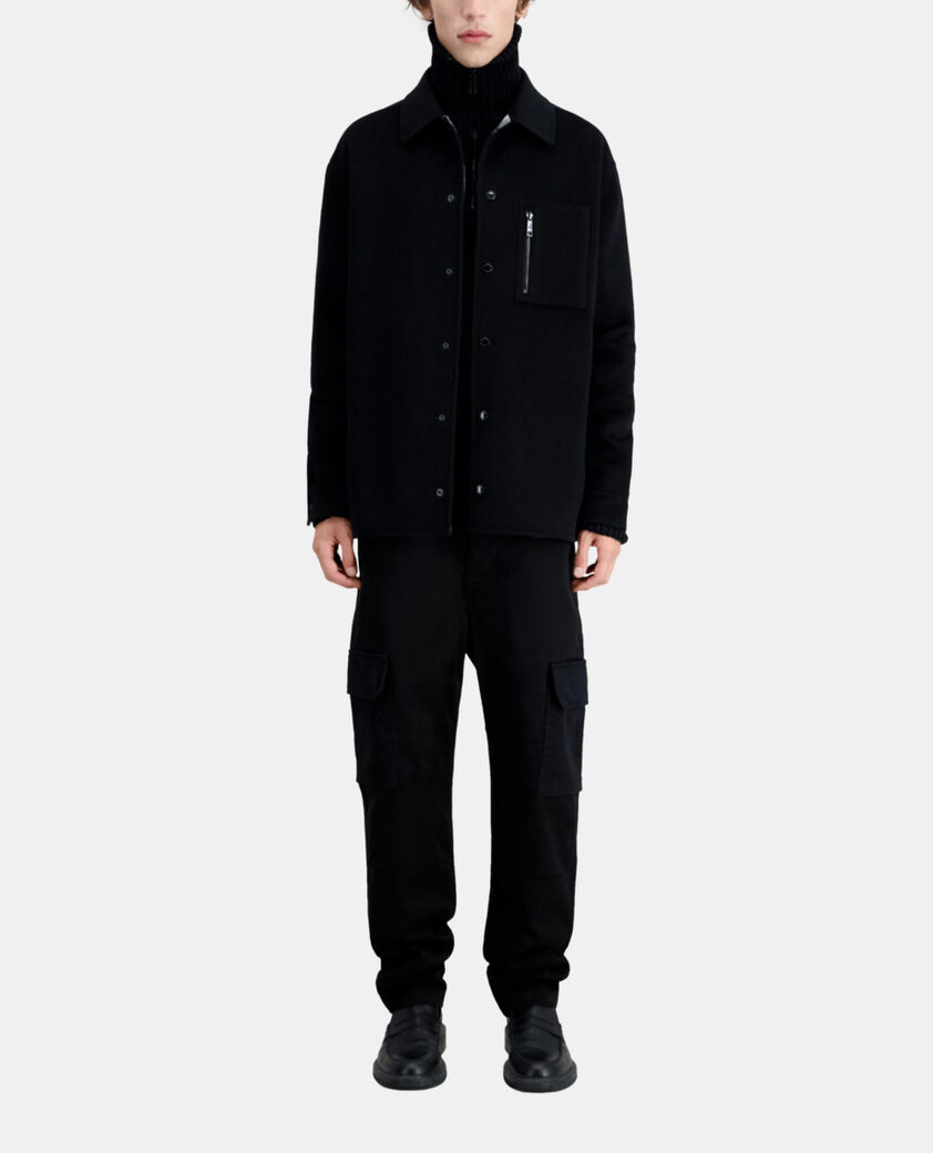 The Kooples H BLACK GREY black wool-blend overshirt jacket