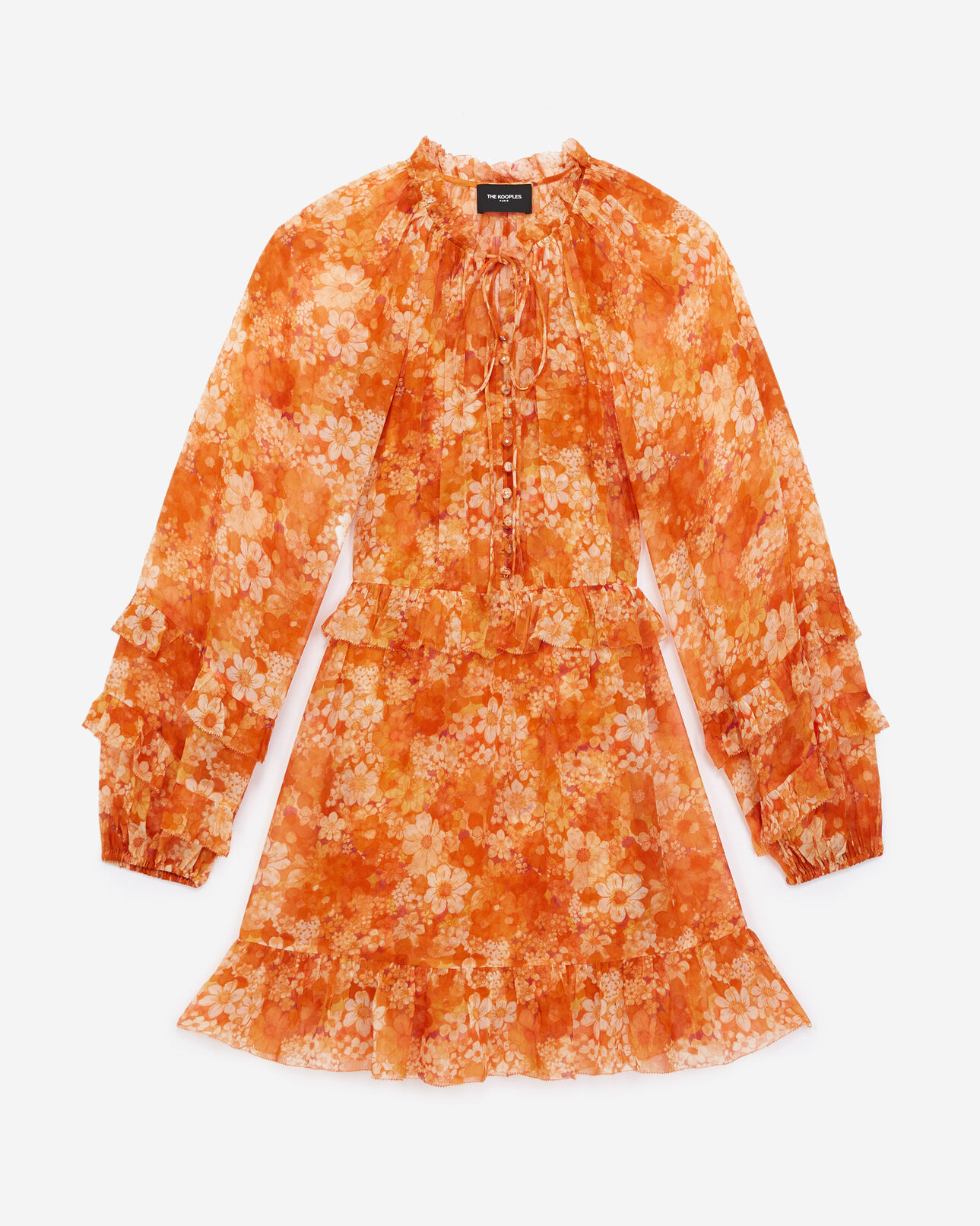The Kooples FEMME ORANGE robe courte orange à imprimé fleuri