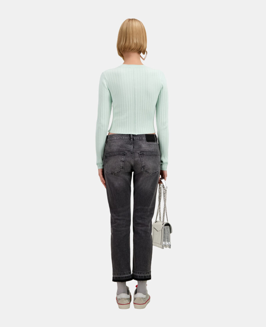 short ribbed light green cardigan