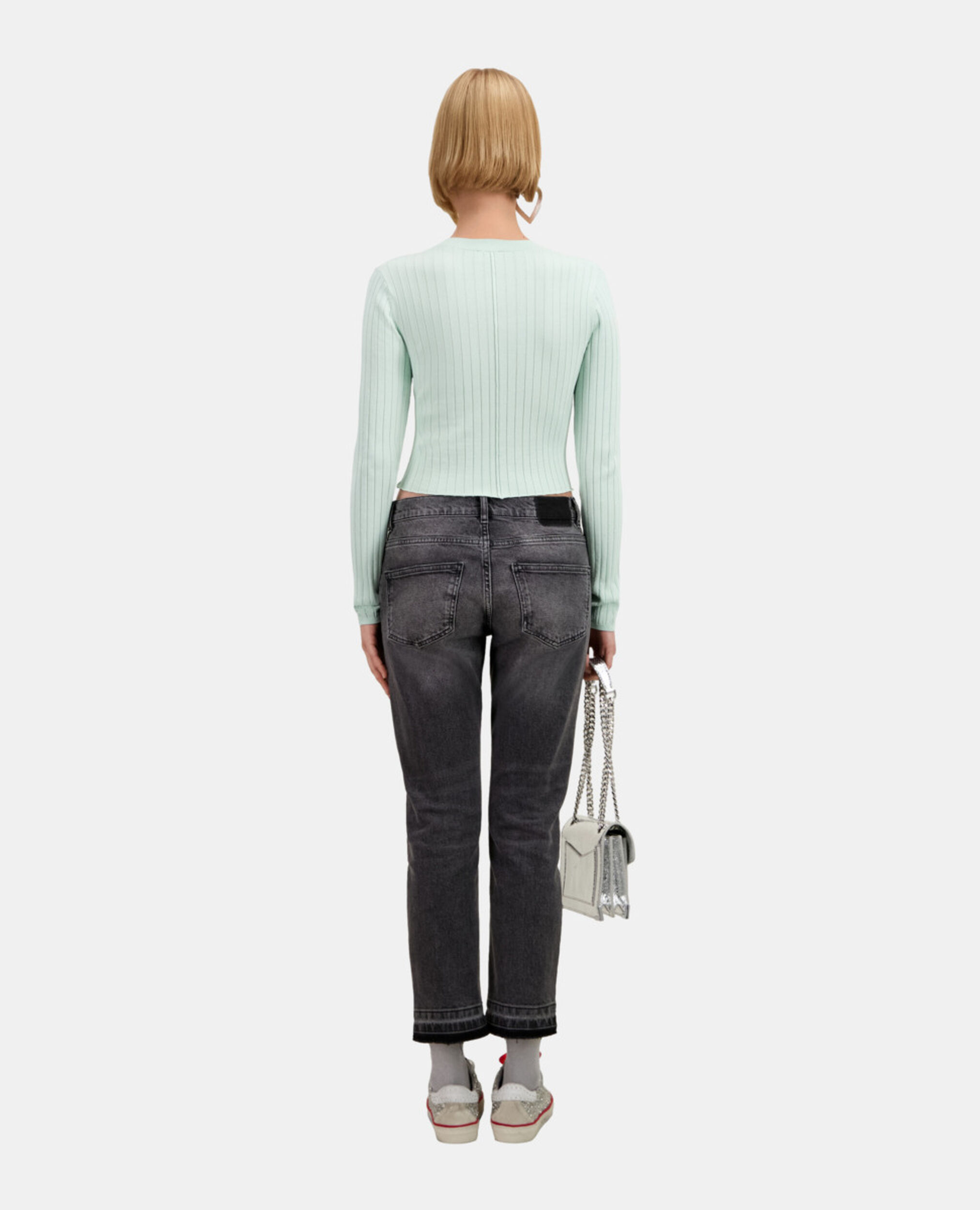 Short ribbed light green cardigan, OCEAN, hi-res image number null