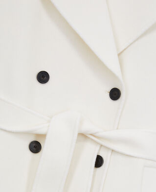 The Kooples FEMME ECRU manteau long en laine mélangée écru