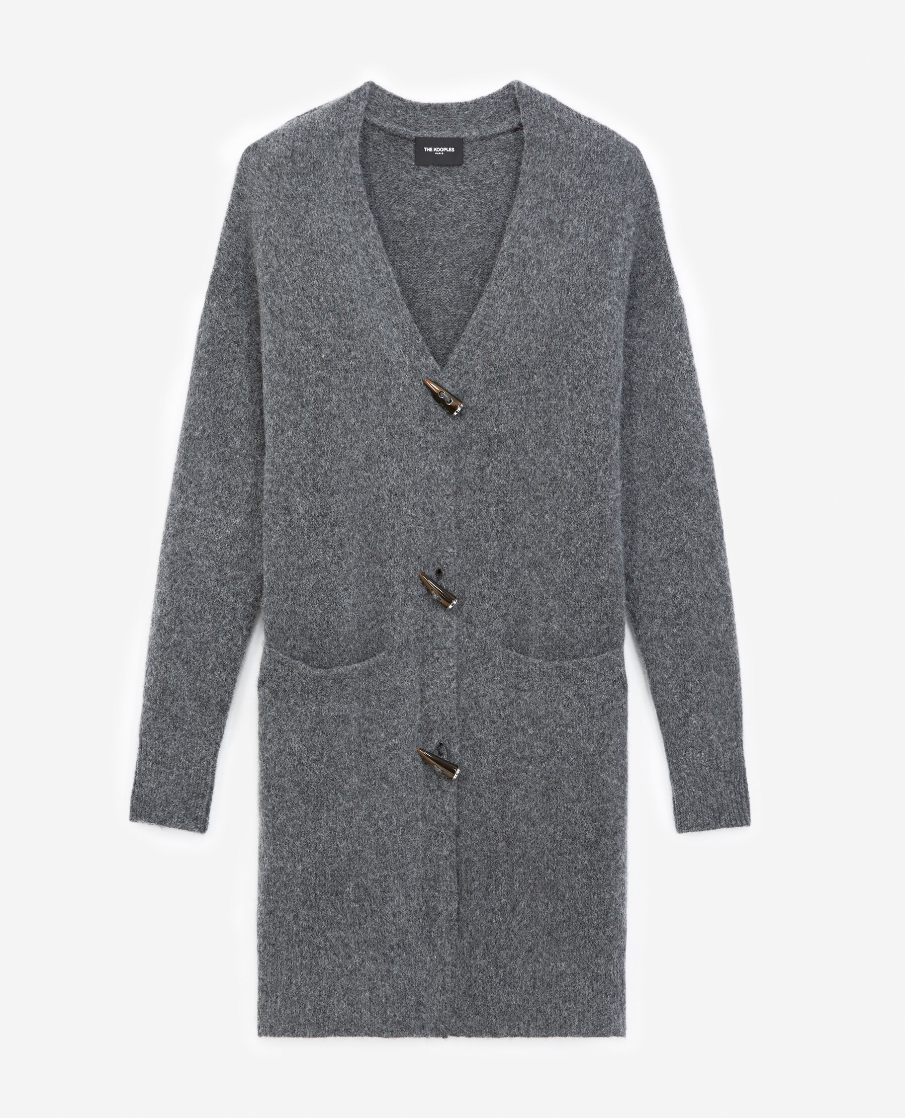 Long dark gray wool and alpaca cardigan