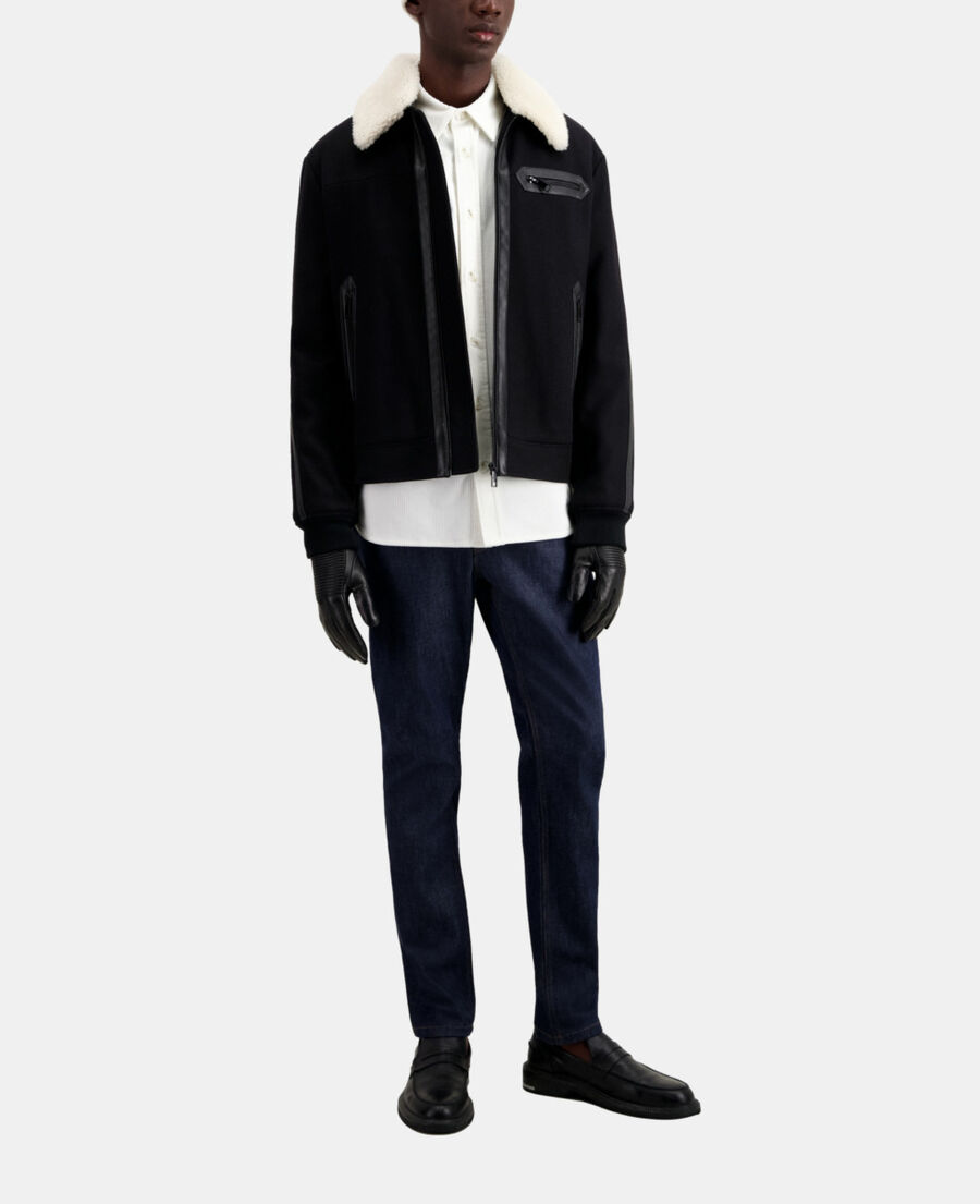 black wool-blend bomber jacket