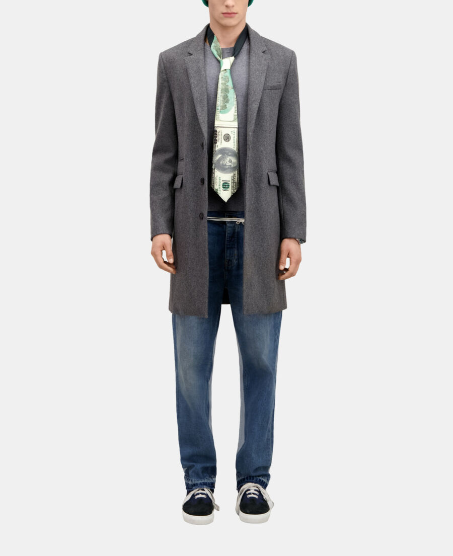 The Kooples HERREN GREY langer grau melierter mantel aus wolle