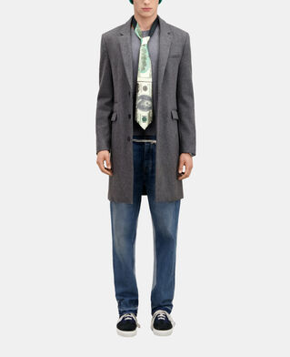 The Kooples HERREN GREY langer grau melierter mantel aus wolle