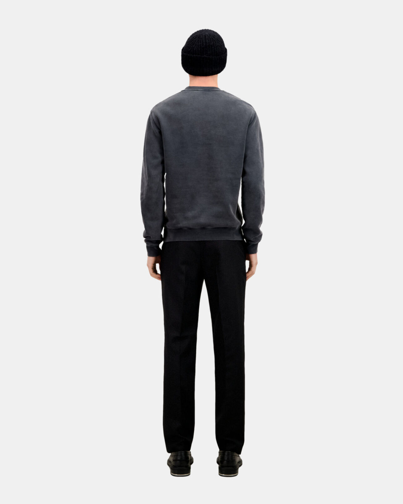 The Kooples HOMME BLACK WASHED sweatshirt homme noir avec sérigraphie barking dog
