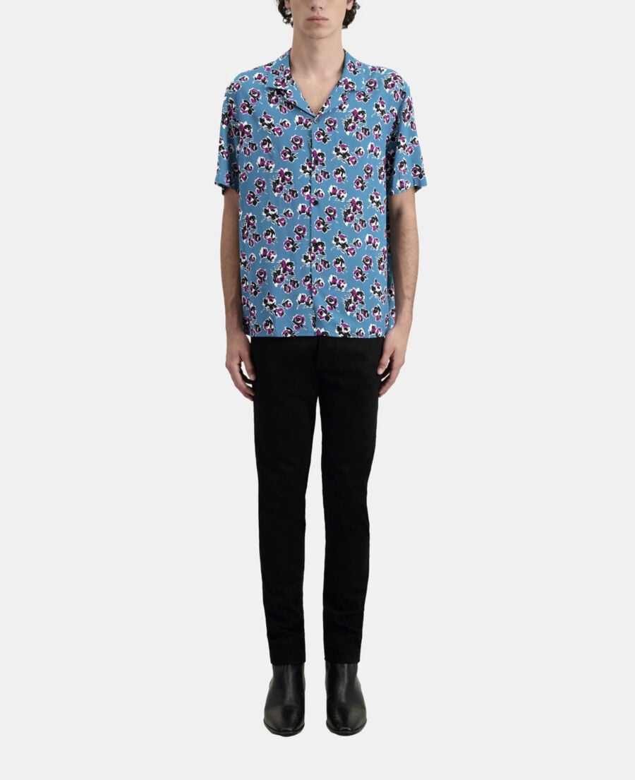 The Kooples HERREN PINK - BLUE kurzärmeliges hemd mit print