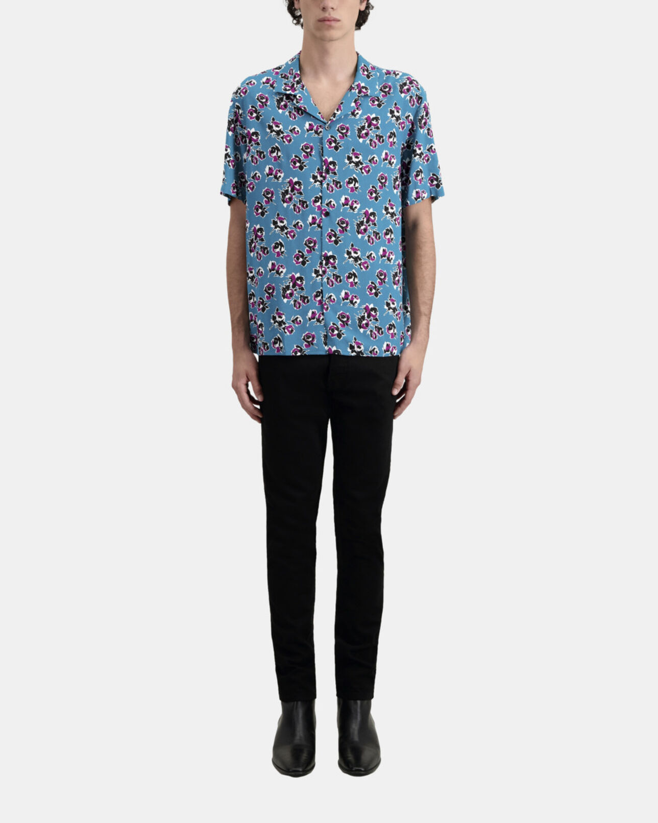 The Kooples HOMME PINK - BLUE chemise imprimée manches courtes