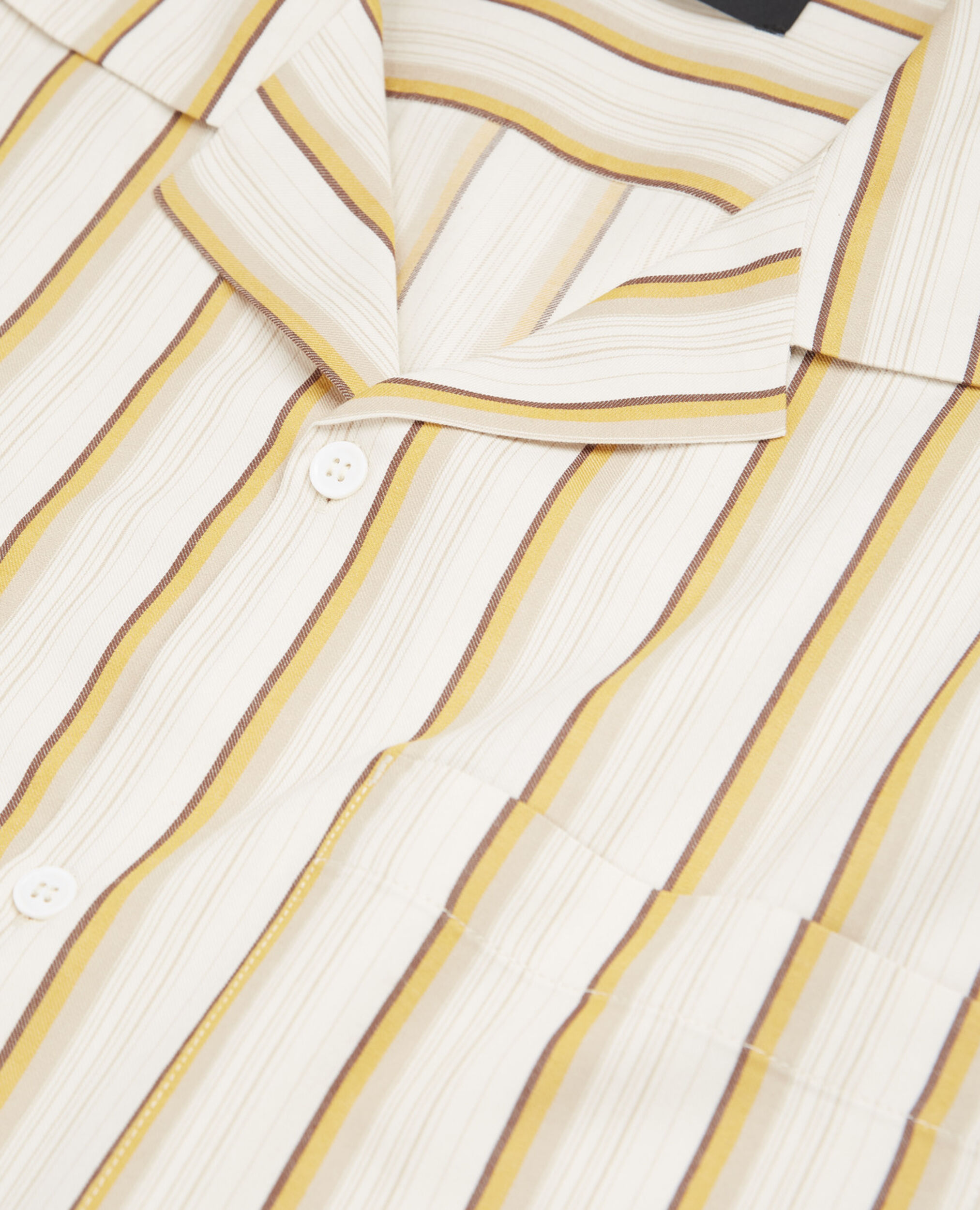 Chemise col hawaien rayée blanche et jaune, ORANGE ECRU, hi-res image number null