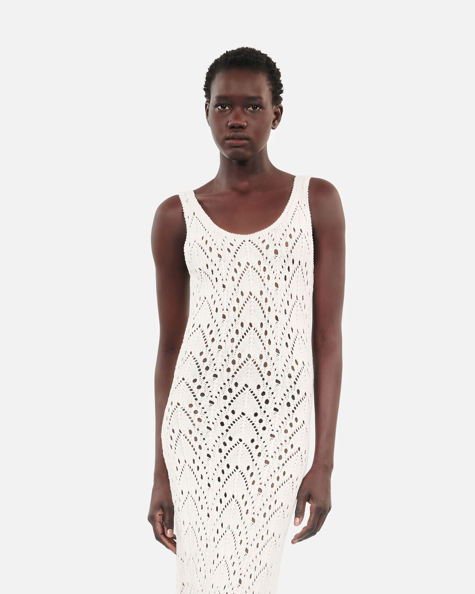 Long ecru knit dress, ECRU, hi-res image number null