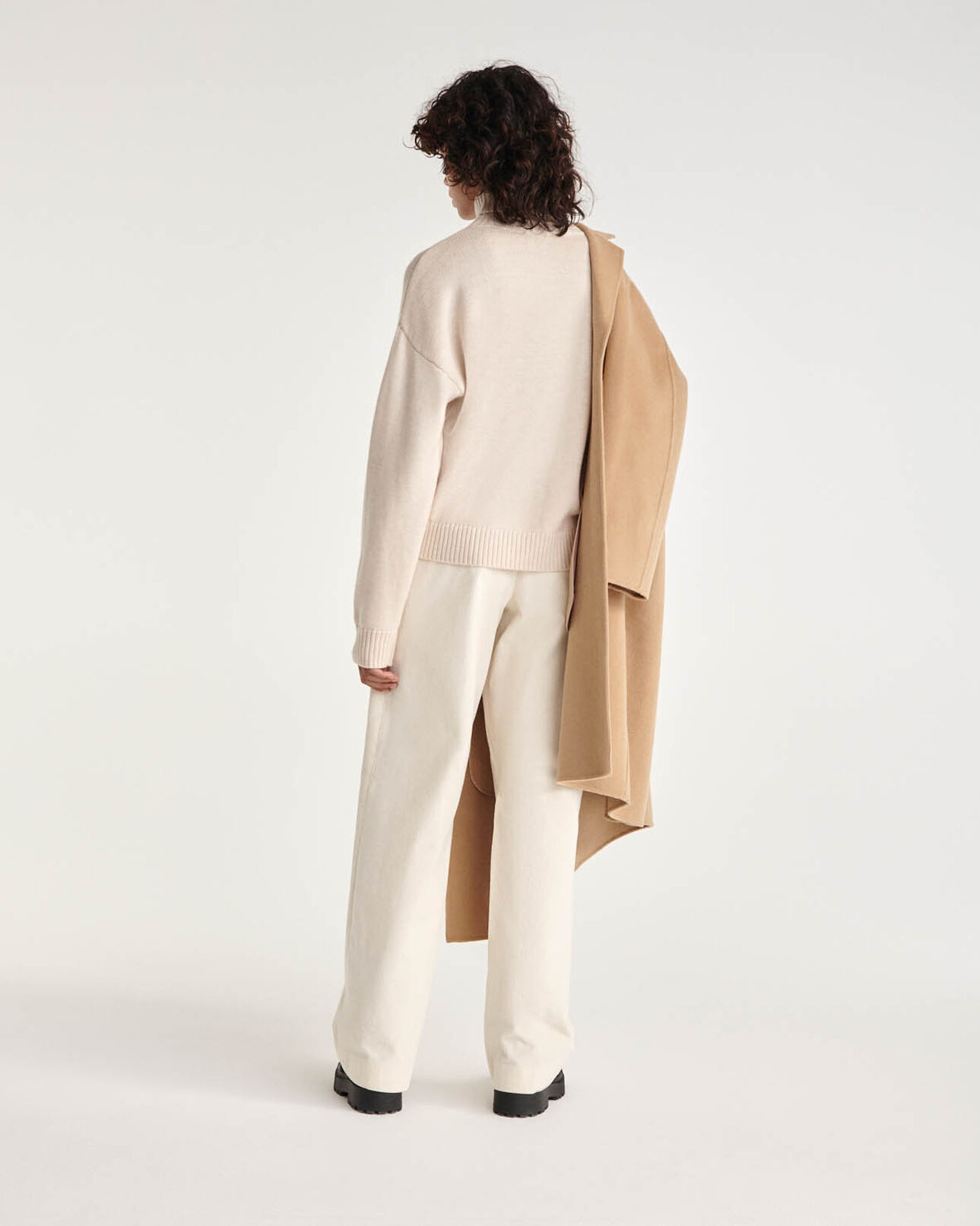 The Kooples FEMME CAMEL pull laine mérinos camel col roulé